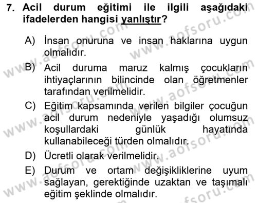 Göç Ve Göçmen Sorunları Dersi 2021 - 2022 Yılı Yaz Okulu Sınav Soruları 7. Soru