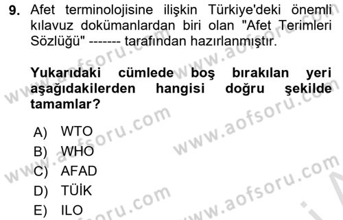 Göç Ve Göçmen Sorunları Dersi 2021 - 2022 Yılı Yaz Okulu Sınav Soruları 9. Soru