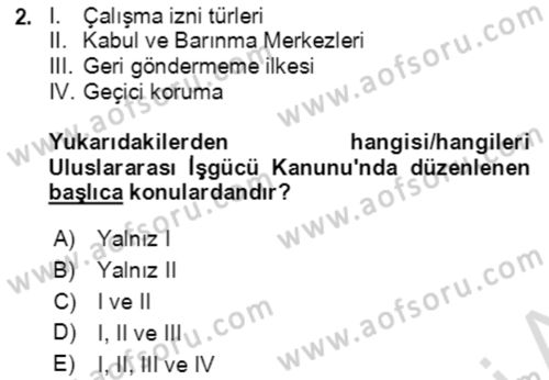 Göç Ve Göçmen Sorunları Dersi Ara Sınavı Deneme Sınav Soruları 2. Soru