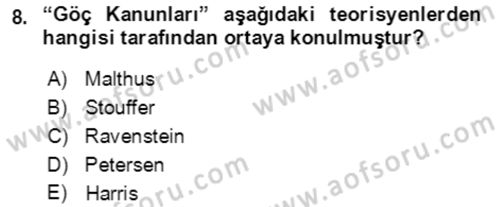 Göç Ve Göçmen Sorunları Dersi Ara Sınavı Deneme Sınav Soruları 8. Soru