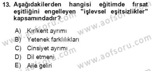 Göç Ve Göçmen Sorunları Dersi Ara Sınavı Deneme Sınav Soruları 13. Soru