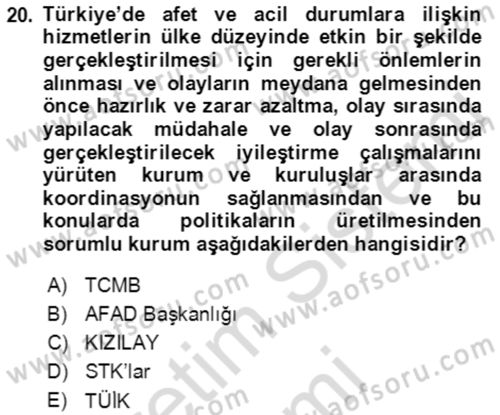 Göç Ve Göçmen Sorunları Dersi Ara Sınavı Deneme Sınav Soruları 20. Soru