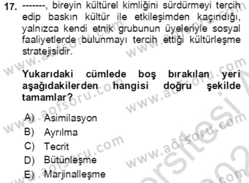 Göç Ve Göçmen Sorunları Dersi 2023 - 2024 Yılı (Final) Dönem Sonu Sınav Soruları 17. Soru