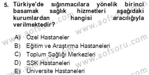 Göç Ve Göçmen Sorunları Dersi 2023 - 2024 Yılı (Final) Dönem Sonu Sınav Soruları 5. Soru