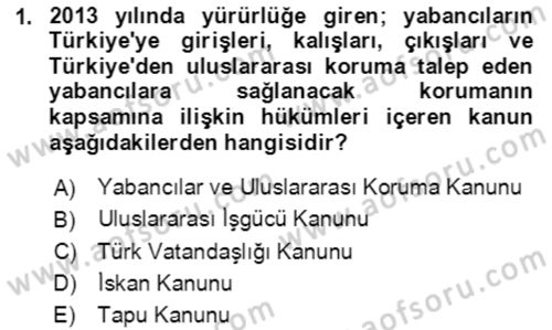 Göç Ve Göçmen Sorunları Dersi 2023 - 2024 Yılı Yaz Okulu Sınav Soruları 1. Soru