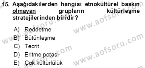 Göç Ve Göçmen Sorunları Dersi 2023 - 2024 Yılı Yaz Okulu Sınav Soruları 15. Soru