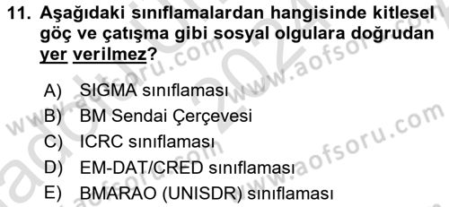 Göç Ve Göçmen Sorunları Dersi Ara Sınavı Deneme Sınav Soruları 11. Soru