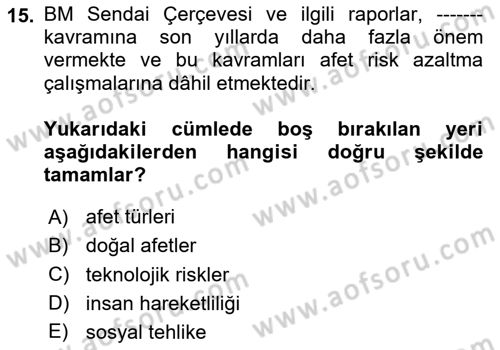 Göç Ve Göçmen Sorunları Dersi Ara Sınavı Deneme Sınav Soruları 15. Soru