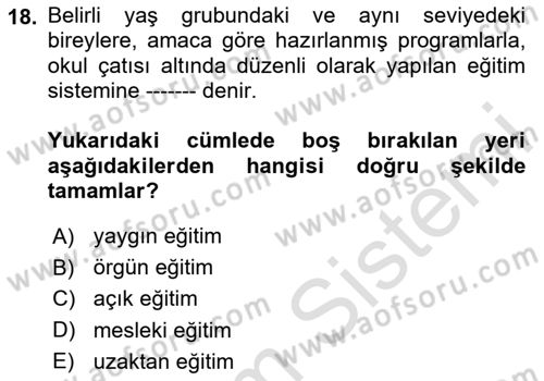 Göç Ve Göçmen Sorunları Dersi Ara Sınavı Deneme Sınav Soruları 18. Soru