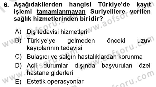 Göç Ve Göçmen Sorunları Dersi 2024 - 2025 Yılı (Final) Dönem Sonu Sınav Soruları 6. Soru