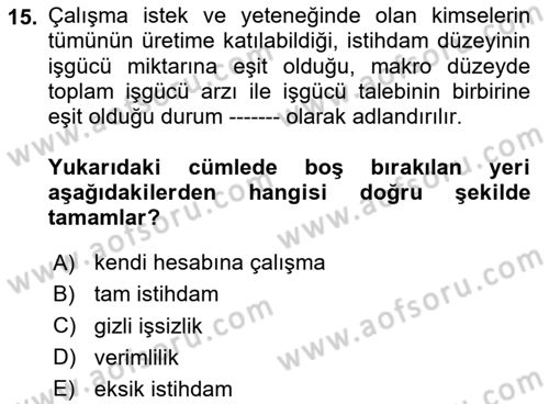 Göç Ve Göçmen Sorunları Dersi 2024 - 2025 Yılı Yaz Okulu Sınav Soruları 15. Soru