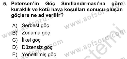 Göç Ve Göçmen Sorunları Dersi 2024 - 2025 Yılı Yaz Okulu Sınav Soruları 5. Soru