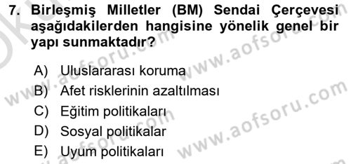 Göç Ve Göçmen Sorunları Dersi 2024 - 2025 Yılı Yaz Okulu Sınav Soruları 7. Soru
