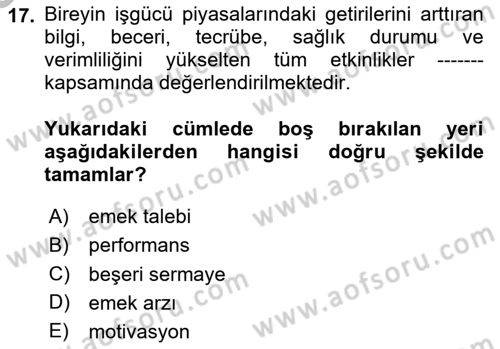 Göç Ve Göçmen Sorunları Dersi 2025 - 2026 Yılı (Vize) Ara Sınav Soruları 17. Soru