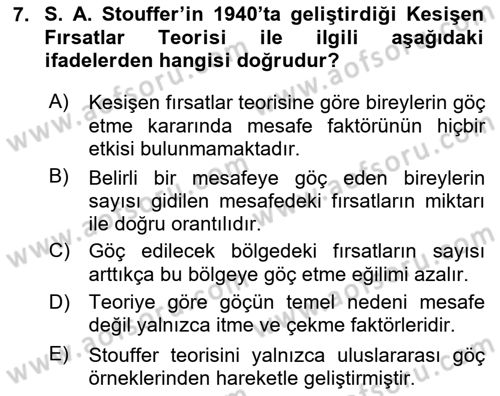 Göç Ve Göçmen Sorunları Dersi 2025 - 2026 Yılı (Vize) Ara Sınav Soruları 7. Soru