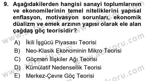 Göç Ve Göçmen Sorunları Dersi 2025 - 2026 Yılı (Vize) Ara Sınav Soruları 9. Soru