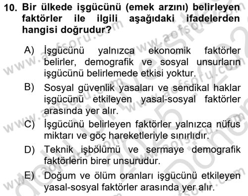 Göç Ve Göçmen Sorunları Dersi 2025 - 2026 Yılı (Final) Dönem Sonu Sınav Soruları 10. Soru