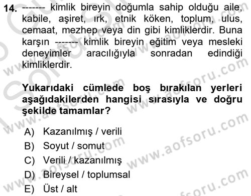 Göç Ve Göçmen Sorunları Dersi 2025 - 2026 Yılı (Final) Dönem Sonu Sınav Soruları 14. Soru