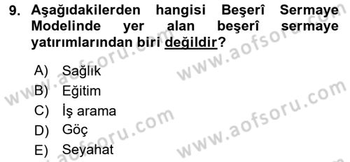 Göç Ve Göçmen Sorunları Dersi 2025 - 2026 Yılı (Final) Dönem Sonu Sınav Soruları 9. Soru