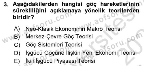 Göç Ve Göçmen Sorunları Dersi 2025 - 2026 Yılı Yaz Okulu Sınav Soruları 3. Soru