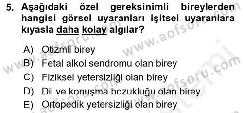 Özel Gereksinimli Bireyler İçin Afet ve Acil Durum Yönetimi Dersi 2018 - 2019 Yılı (Final) Dönem Sonu Sınavı 5. Soru