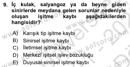 Özel Gereksinimli Bireyler İçin Afet ve Acil Durum Yönetimi Dersi 2021 - 2022 Yılı (Vize) Ara Sınav Soruları 9. Soru