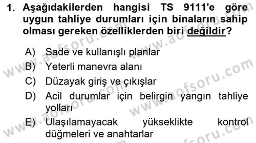 Özel Gereksinimli Bireyler İçin Afet ve Acil Durum Yönetimi Dersi 2021 - 2022 Yılı (Final) Dönem Sonu Sınav Soruları 1. Soru