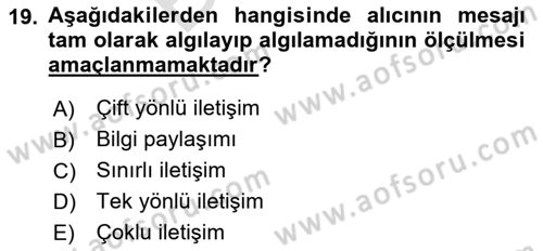 Özel Gereksinimli Bireyler İçin Afet ve Acil Durum Yönetimi Dersi 2023 - 2024 Yılı (Final) Dönem Sonu Sınav Soruları 19. Soru
