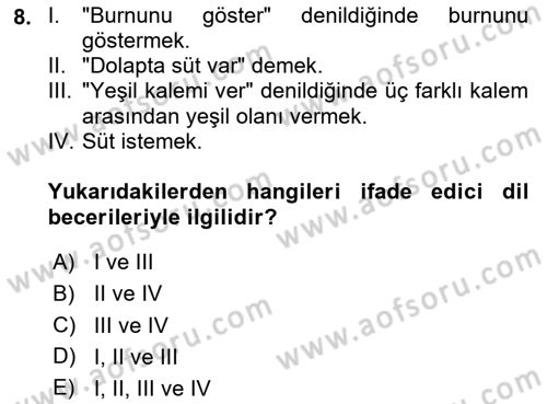 Özel Gereksinimli Bireyler İçin Afet ve Acil Durum Yönetimi Dersi 2023 - 2024 Yılı (Final) Dönem Sonu Sınav Soruları 8. Soru