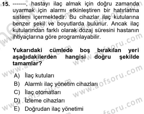 Özel Gereksinimli Bireyler İçin Afet ve Acil Durum Yönetimi Dersi 2024 - 2025 Yılı (Vize) Ara Sınav Soruları 15. Soru