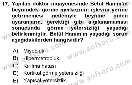 Özel Gereksinimli Bireyler İçin Afet ve Acil Durum Yönetimi Dersi 2024 - 2025 Yılı (Vize) Ara Sınav Soruları 17. Soru