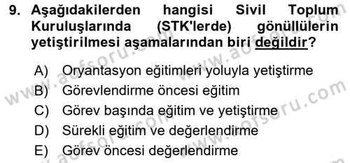 Özel Gereksinimli Bireyler İçin Afet ve Acil Durum Yönetimi Dersi 2024 - 2025 Yılı (Vize) Ara Sınav Soruları 9. Soru
