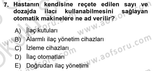 Özel Gereksinimli Bireyler İçin Afet ve Acil Durum Yönetimi Dersi 2024 - 2025 Yılı Yaz Okulu Sınav Soruları 7. Soru