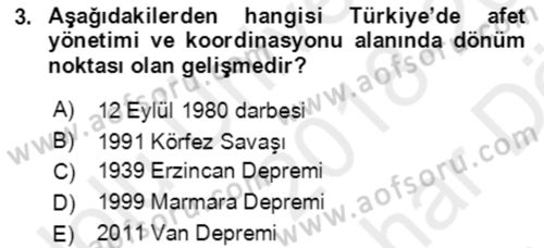 Acil Çağrı Yönetimi Dersi 2018 - 2019 Yılı (Vize) Ara Sınav Soruları 3. Soru