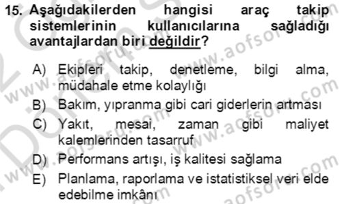 Acil Çağrı Yönetimi Dersi 2021 - 2022 Yılı (Final) Dönem Sonu Sınavı 15. Soru