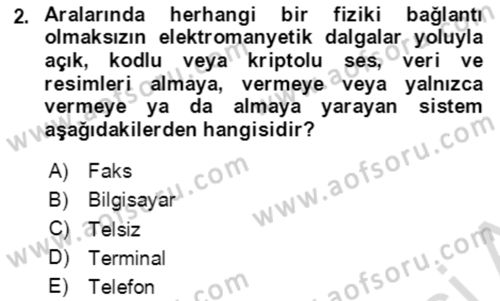 Acil Çağrı Yönetimi Dersi 2021 - 2022 Yılı (Final) Dönem Sonu Sınavı 2. Soru