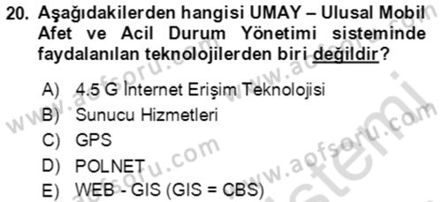 Acil Çağrı Yönetimi Dersi 2021 - 2022 Yılı (Final) Dönem Sonu Sınavı 20. Soru