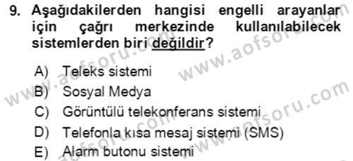 Acil Çağrı Yönetimi Dersi 2021 - 2022 Yılı (Final) Dönem Sonu Sınavı 9. Soru