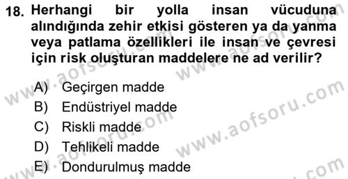 Acil Çağrı Yönetimi Dersi 2021 - 2022 Yılı Yaz Okulu Sınav Soruları 18. Soru