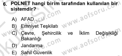 Acil Çağrı Yönetimi Dersi 2021 - 2022 Yılı Yaz Okulu Sınav Soruları 6. Soru