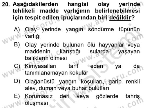 Acil Çağrı Yönetimi Dersi 2022 - 2023 Yılı Yaz Okulu Sınav Soruları 20. Soru