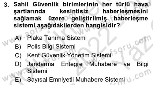 Acil Çağrı Yönetimi Dersi 2022 - 2023 Yılı Yaz Okulu Sınav Soruları 3. Soru