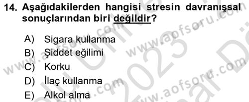 Acil Çağrı Yönetimi Dersi 2023 - 2024 Yılı (Vize) Ara Sınav Soruları 14. Soru