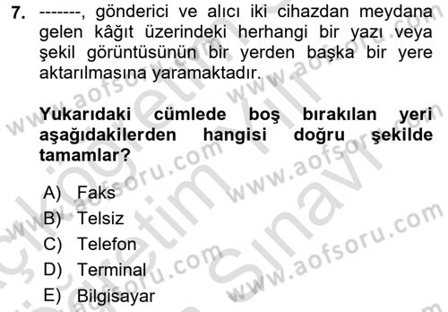 Acil Çağrı Yönetimi Dersi 2023 - 2024 Yılı (Vize) Ara Sınav Soruları 7. Soru