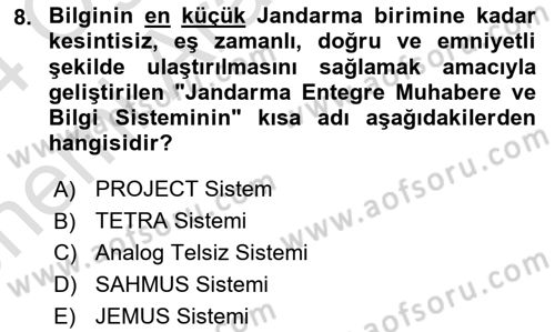 Acil Çağrı Yönetimi Dersi 2023 - 2024 Yılı (Vize) Ara Sınav Soruları 8. Soru