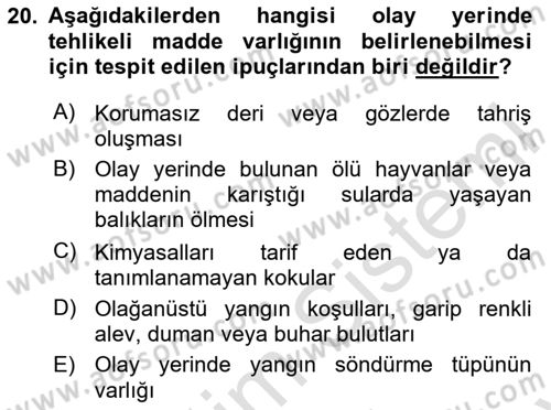 Acil Çağrı Yönetimi Dersi 2023 - 2024 Yılı (Final) Dönem Sonu Sınav Soruları 20. Soru