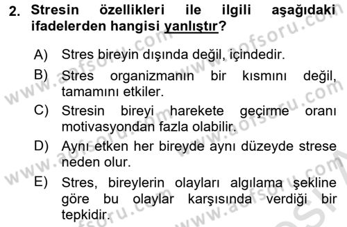 Acil Çağrı Yönetimi Dersi 2023 - 2024 Yılı Yaz Okulu Sınav Soruları 2. Soru