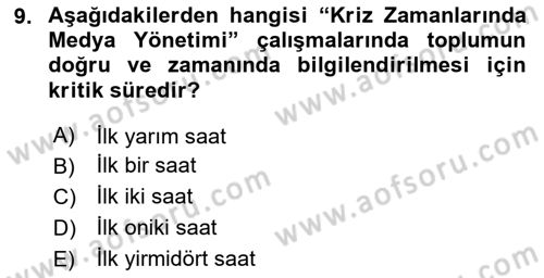 Acil Çağrı Yönetimi Dersi 2023 - 2024 Yılı Yaz Okulu Sınav Soruları 9. Soru