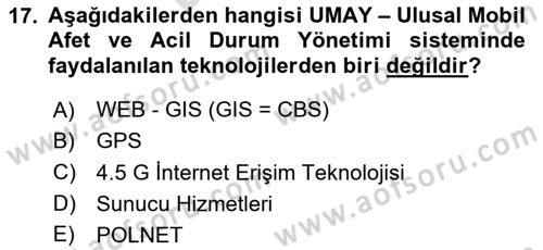 Acil Çağrı Yönetimi Dersi 2024 - 2025 Yılı (Final) Dönem Sonu Sınav Soruları 17. Soru