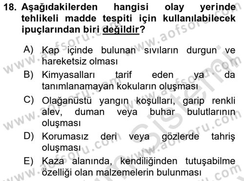 Acil Çağrı Yönetimi Dersi 2024 - 2025 Yılı (Final) Dönem Sonu Sınav Soruları 18. Soru